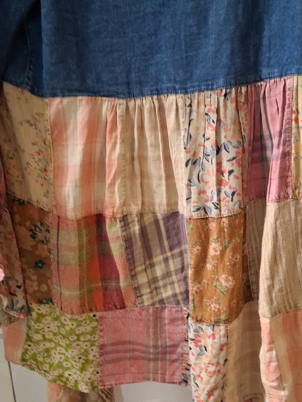 Patchwork Floral Embroidered Open Front Jacket - Blue & Pink - Picture 8 of 9